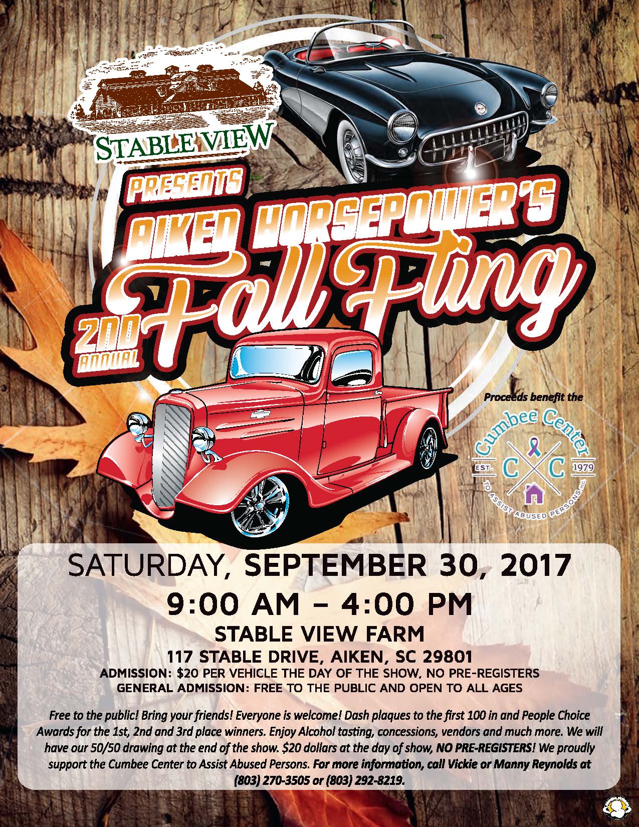 2nd Annual Aiken Horsepower's Fall Fling Car Show Radar