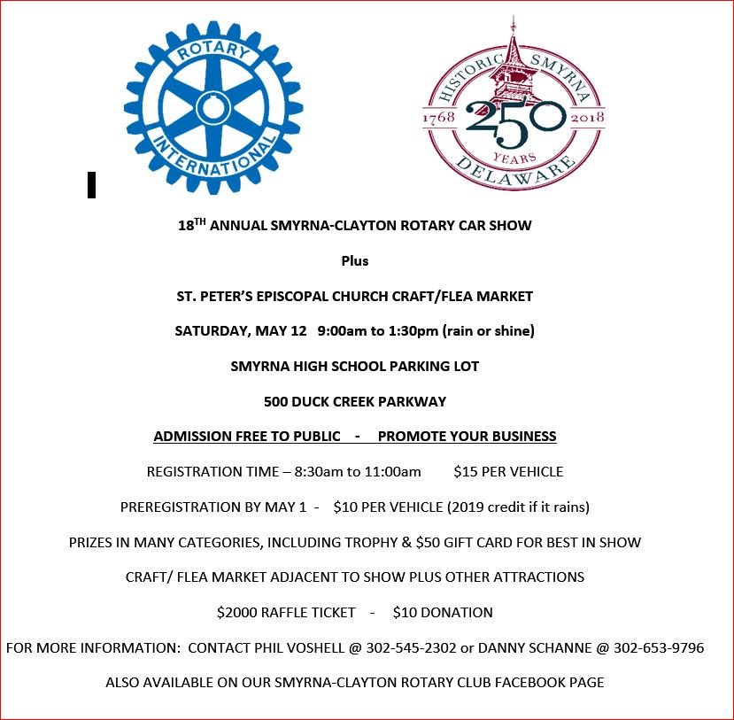 18th ANNUAL SMYRNACLAYTON ROTARY CAR SHOW Car Show Radar